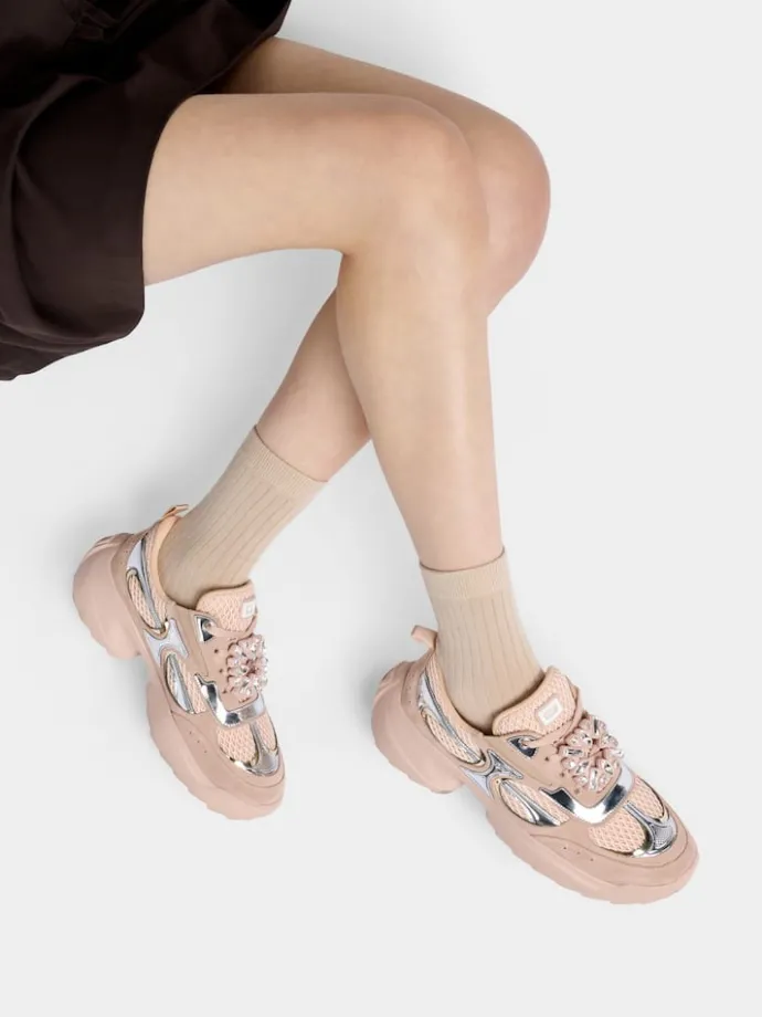 Roger Vivier Viv' on the Run Sneakers in suede and fabric New