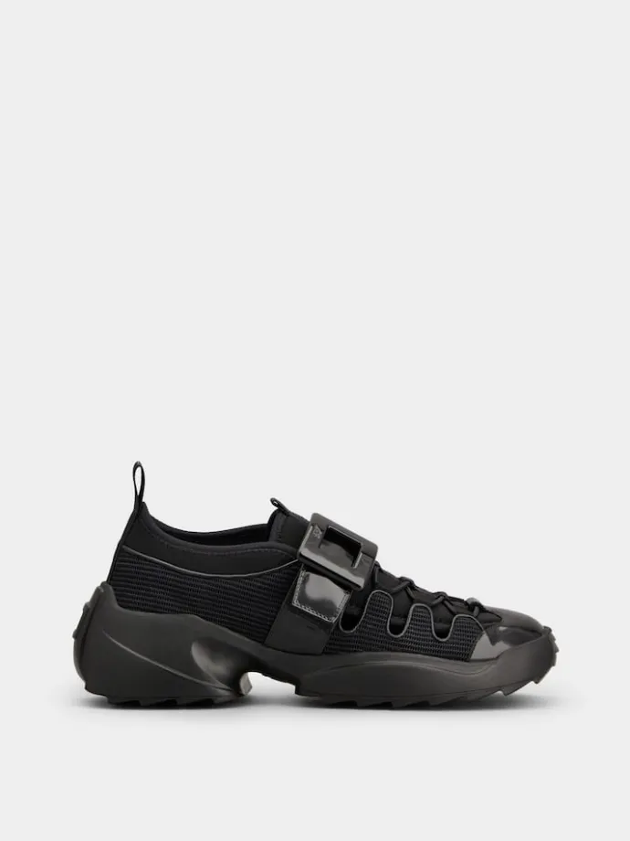 Roger Vivier Viv' on the Run Trekky Sneakers in fabric and patent leather Clearance