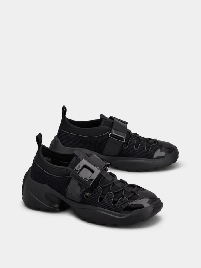 Roger Vivier Viv' on the Run Trekky Sneakers in fabric and patent leather Clearance