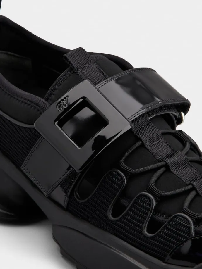 Roger Vivier Viv' on the Run Trekky Sneakers in fabric and patent leather Clearance
