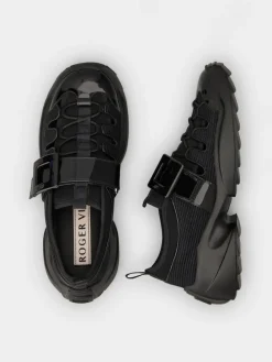 Roger Vivier Viv' on the Run Trekky Sneakers in fabric and patent leather Clearance