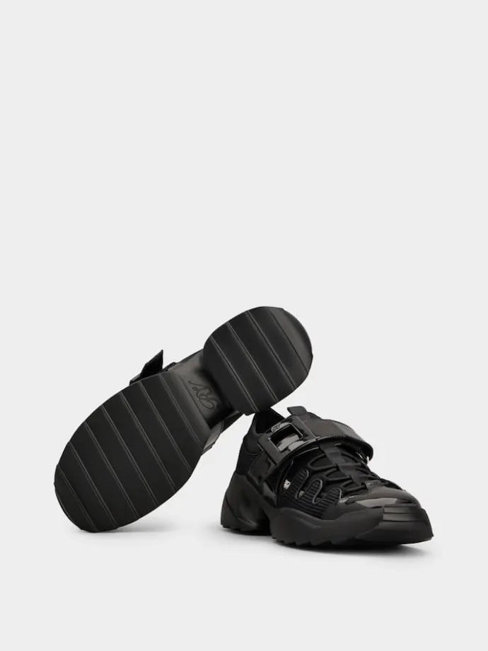 Roger Vivier Viv' on the Run Trekky Sneakers in fabric and patent leather Clearance