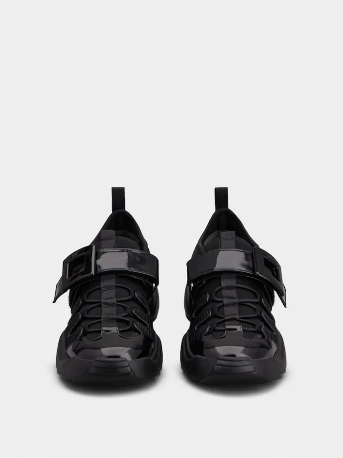 Roger Vivier Viv' on the Run Trekky Sneakers in fabric and patent leather Clearance