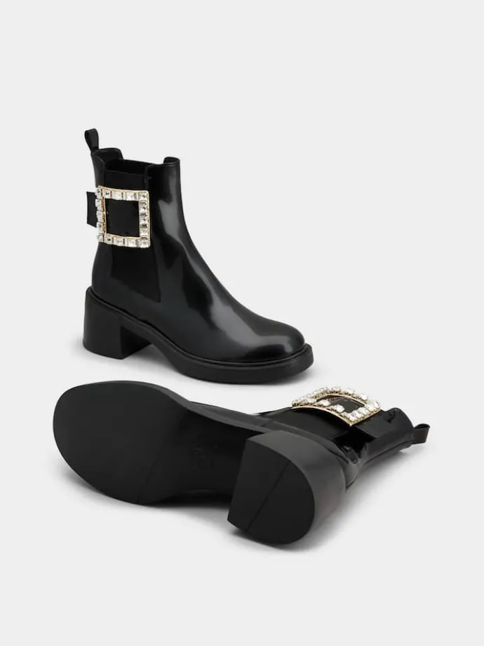 Roger Vivier Viv' Rangers Chelsea Booties in leather Clearance