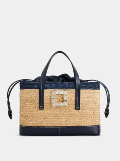 Roger Vivier Viv' Skate Shopping Bag in raffia Hot