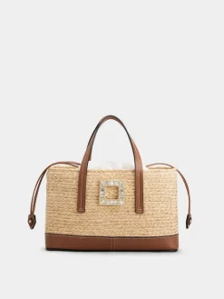 Roger Vivier Viv' Skate Small Shopping Bag in raffia Online