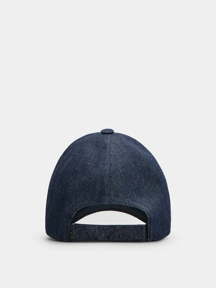 Roger Vivier Viv' Skate Strass Buckle Baseball Cap in Denim Discount
