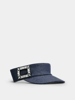 Roger Vivier Viv' Skate Visor in denim Discount