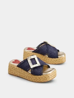 Roger Vivier Wedge Mules in raffia Discount
