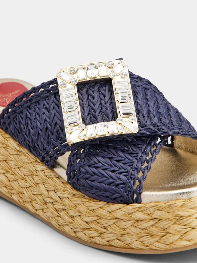 Roger Vivier Wedge Mules in raffia Discount