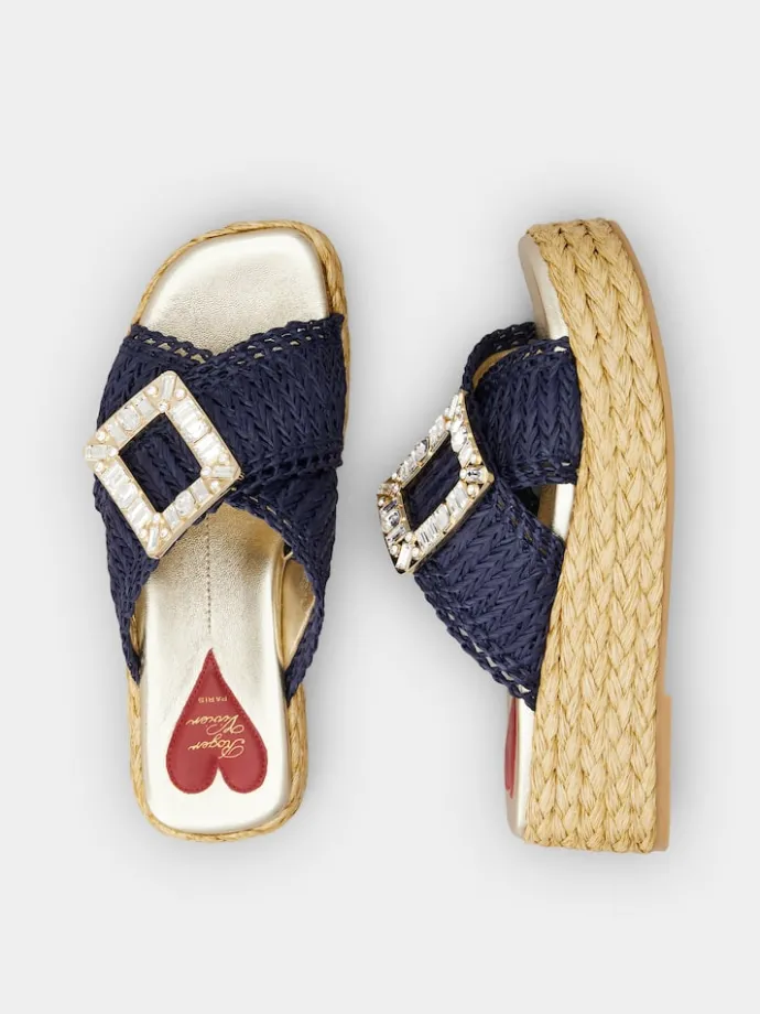 Roger Vivier Wedge Mules in raffia Discount