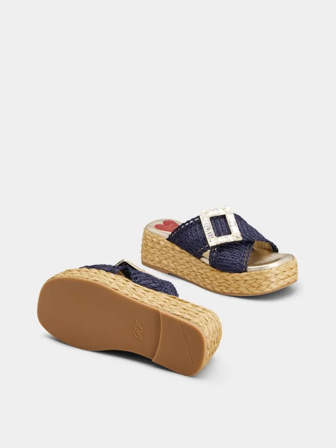 Roger Vivier Wedge Mules in raffia Discount