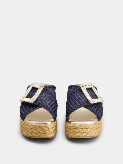 Roger Vivier Wedge Mules in raffia Discount