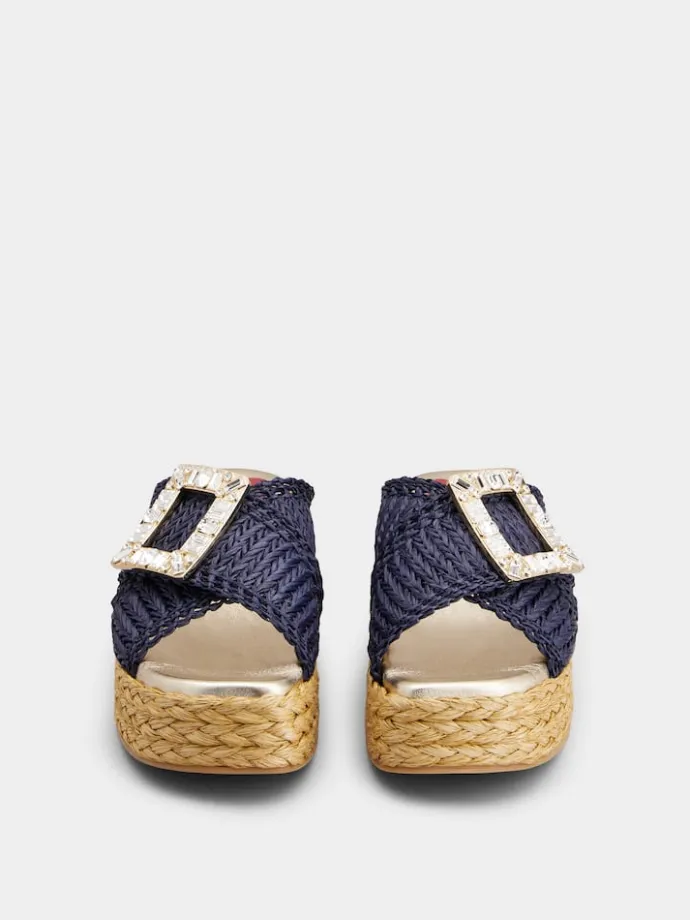 Roger Vivier Wedge Mules in raffia Discount